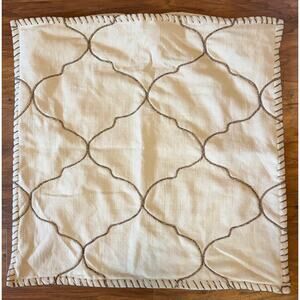 Pottery Barn Beige Khaki 22” Square Gold Quatrefoil Tile Texture Pillow Cover